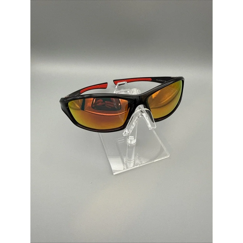 Faguma F120 AUTHENTIC BLACK/RED Polarized Wrap Sunglasses 100% UV Protection NWT